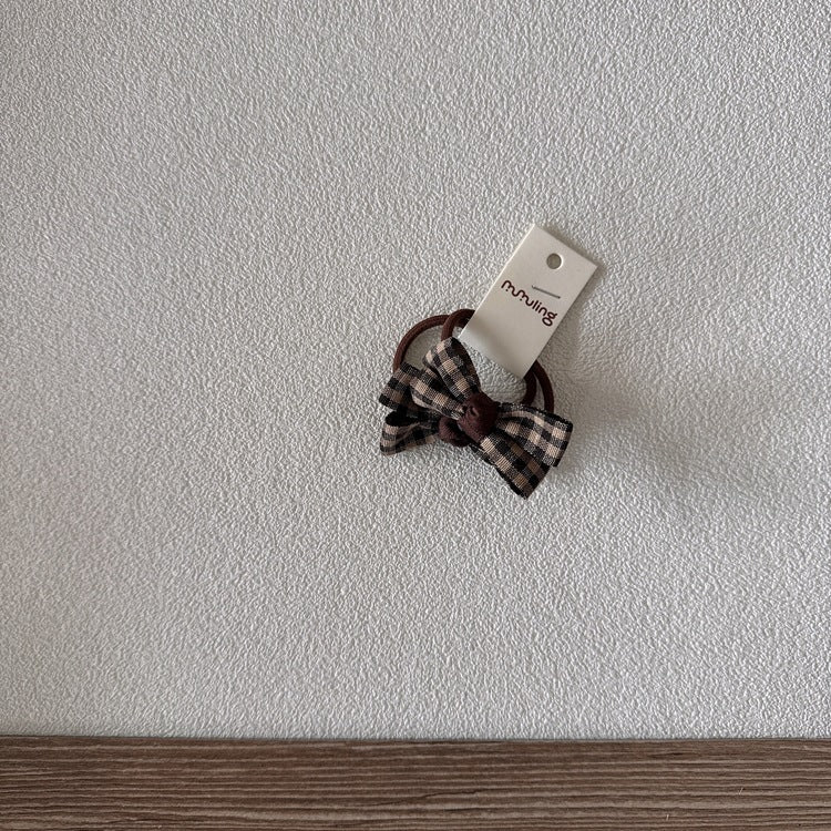 Children's Plaid Bow Hair Ties Set