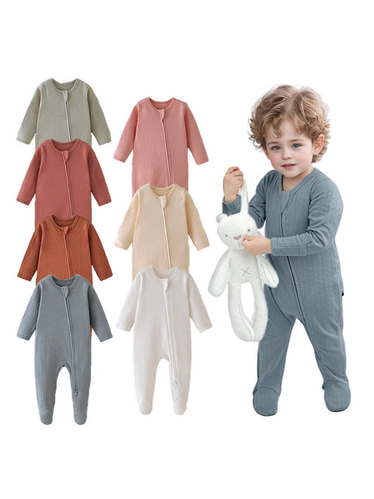Hunnycomb Fabric Baby Bodysuit Long Sleeve Zipper Romper