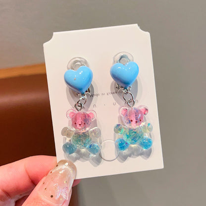 Cute Cartoon Bear Clip-On Earrings for Kids