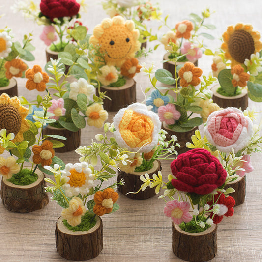 Handcrafted Woven Potted Sunflower Bouquet Home Decor