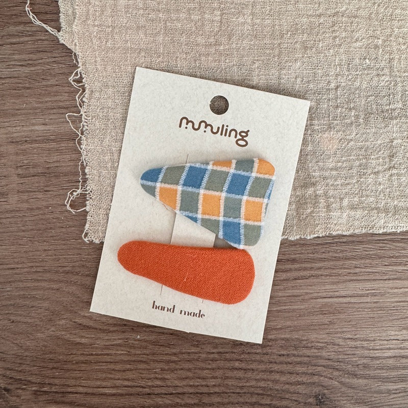 Children's Triangle Plaid Hair Clips Set