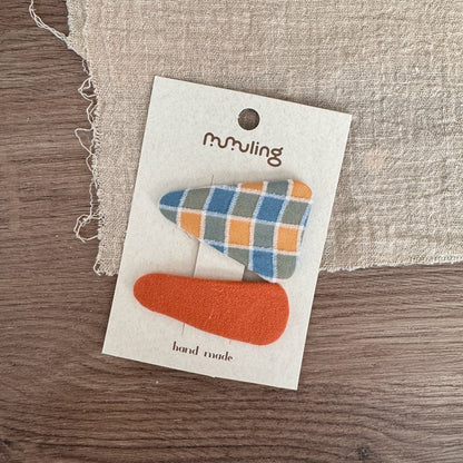 Children's Triangle Plaid Hair Clips Set