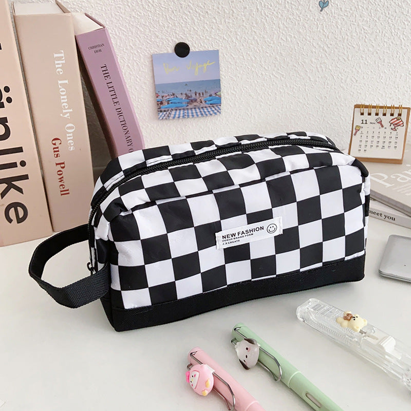 Pencil Pouch Checkerboard Transparent Student Organizer