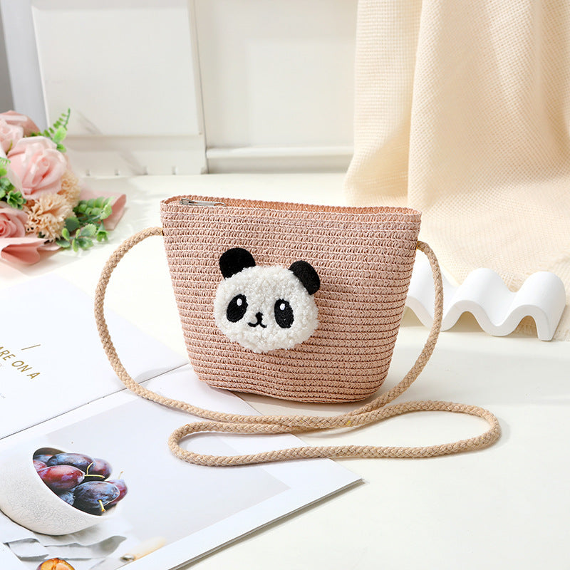 Mini Cute Panda Woven Straw Bag for Women