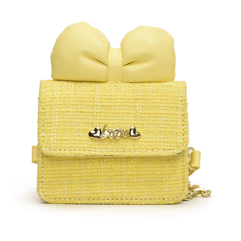 Sweet Bow Children's Shoulder Bag Plaid Fashion Style