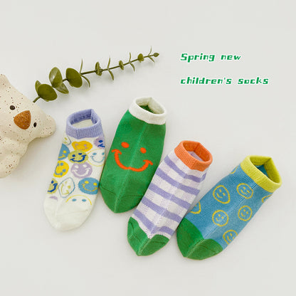 Kids Socks Smiley Face Cotton Breathable Everyday Wear