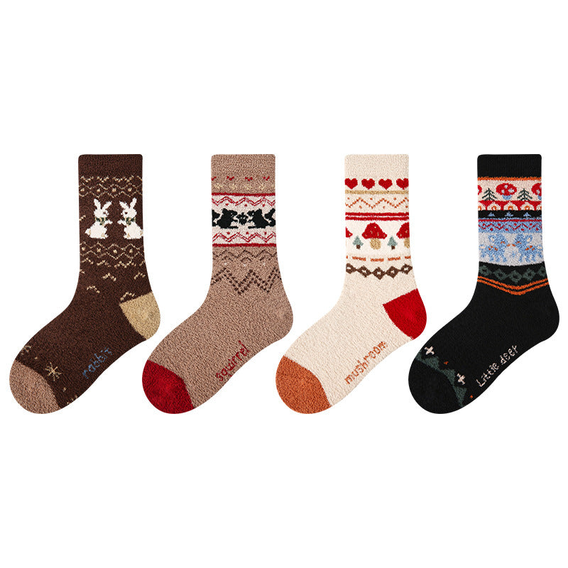 Kids Cozy Fleece Lined Ankle Socks Non Slip Casual