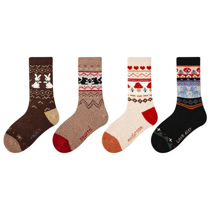 Kids Cozy Fleece Lined Ankle Socks Non Slip Casual