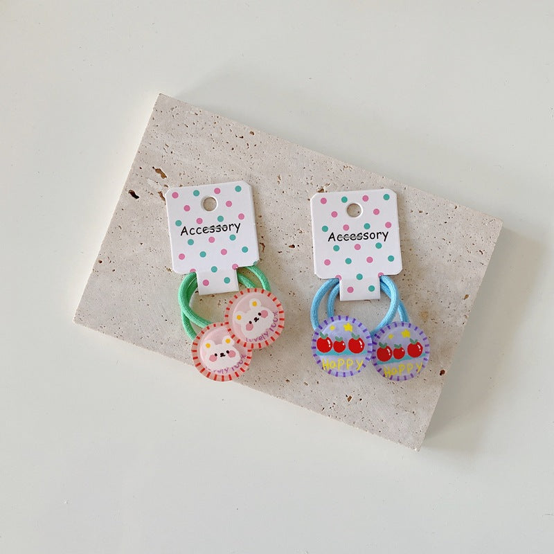 Cartoon Print Acrylic Hair Ties for Kids