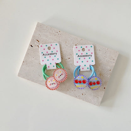 Cartoon Print Acrylic Hair Ties for Kids