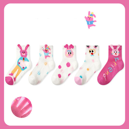 Kids Cotton Mesh Stripe Cartoon Breathable Socks