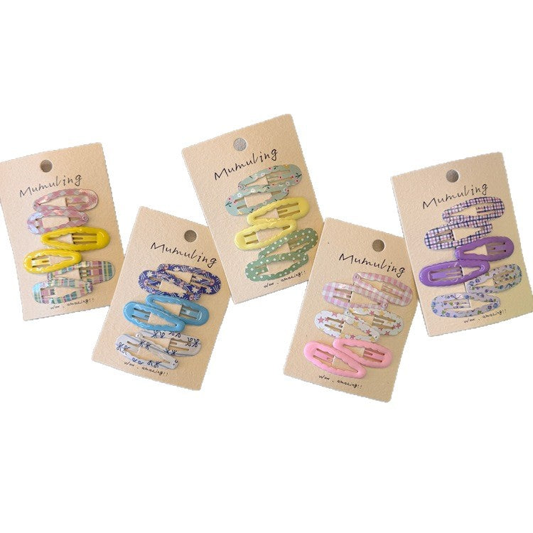 Children's Polka Dot Hair Clips Set - Cute Floral Designs