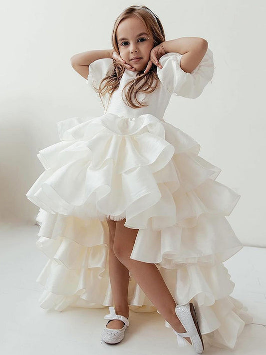 Girls' Princess Dress with Ruffle Hem and Strap Design