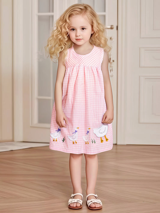 Cute Girls' Sleeveless Summer Dress Animal Print Casual Dress