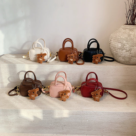 Mini Kids Bowling Bag Stylish Solid Color Handbag