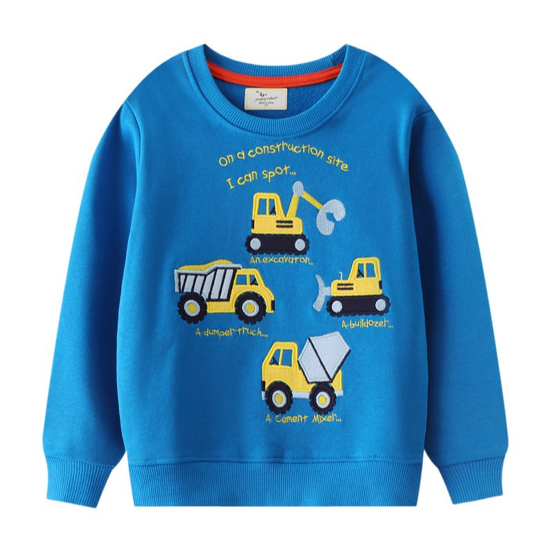 Cartoon Embroidery Kids Hoodie Soft Cotton Pullover