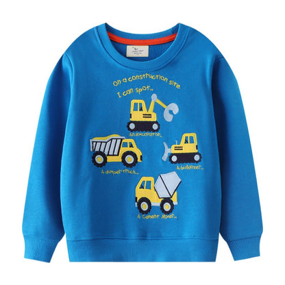 Cartoon Embroidery Kids Hoodie Soft Cotton Pullover