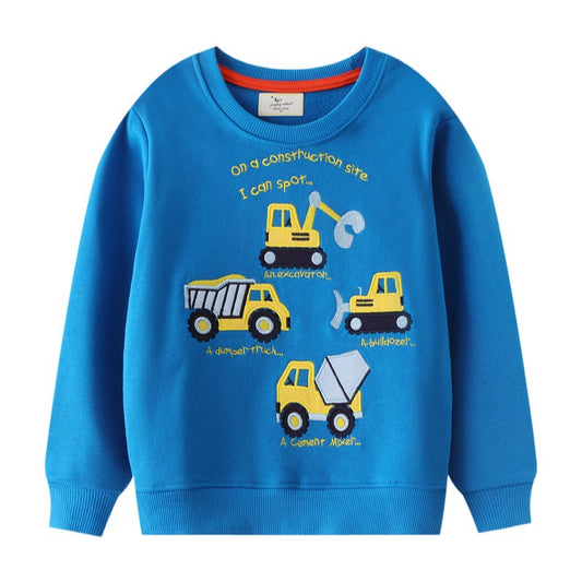Cartoon Embroidery Kids Hoodie Soft Cotton Pullover