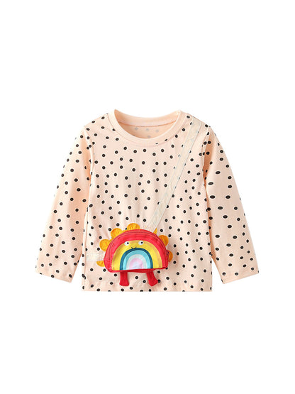 Girls' Long Sleeve T-Shirt Cute Cartoon Design Moisture-Wicking Casual Wear