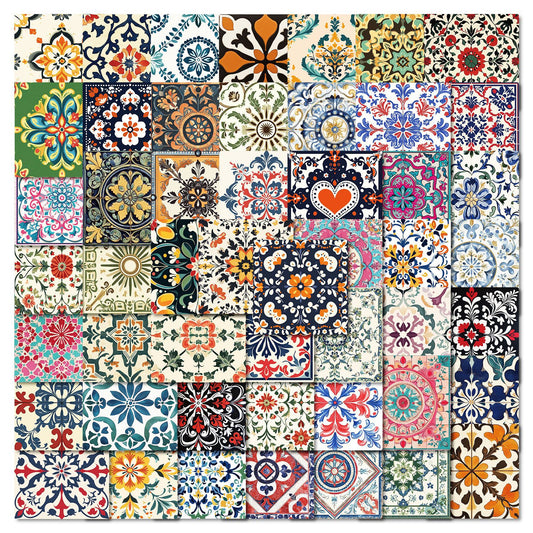 Vintage Floral Tile Stickers Peel And Stick For Fridge