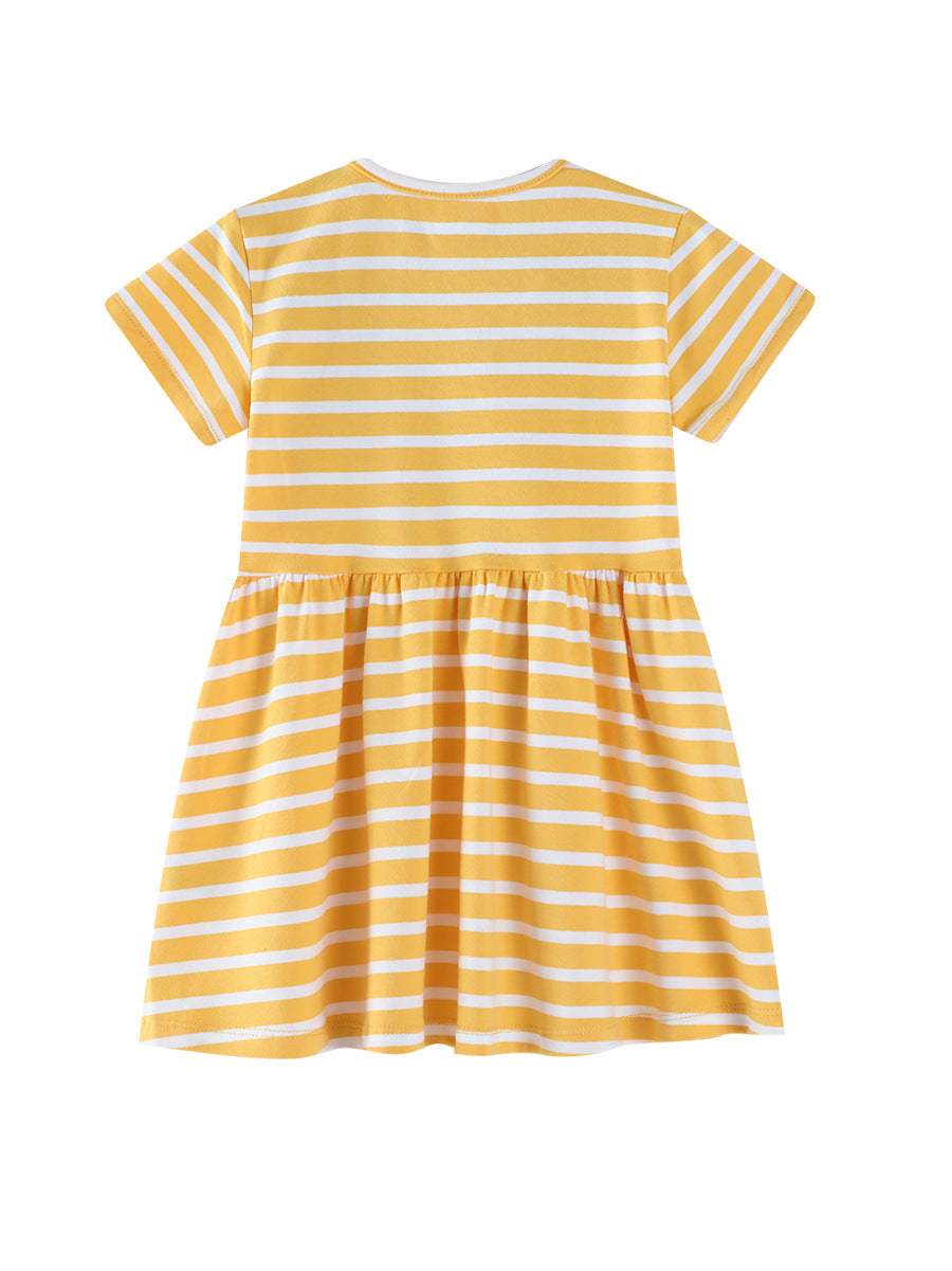 Summer Princess Dress for Girls - Cartoon Cotton Short Sleeve Dress