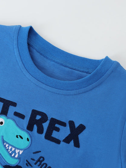 Trendy Dinosaur Cartoon Short Sleeve T-Shirt for Boys
