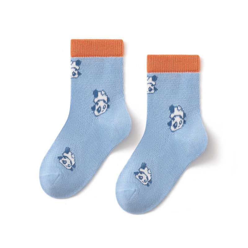 Cartoon Animal Mid-Calf Socks For Kids - Lightweight Cotton