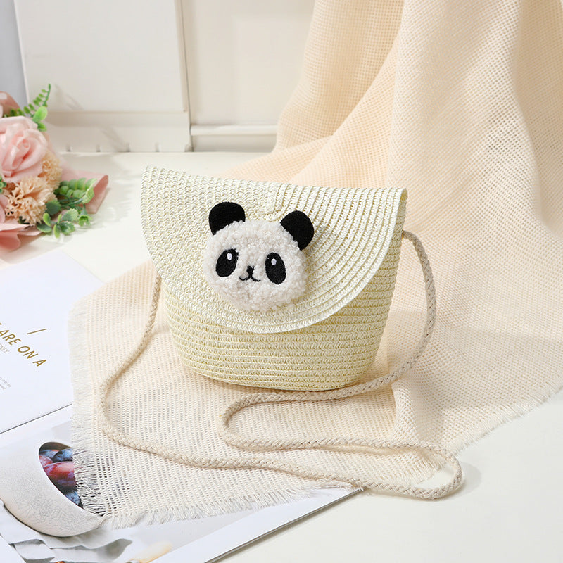 Mini Cute Panda Woven Straw Bag for Women