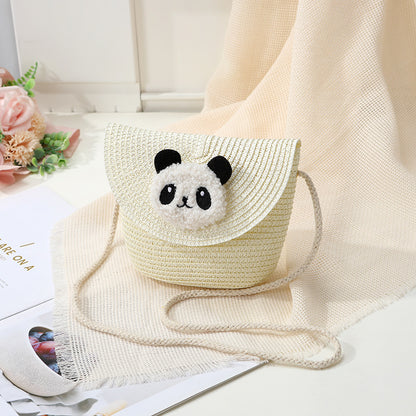 Mini Cute Panda Woven Straw Bag for Women