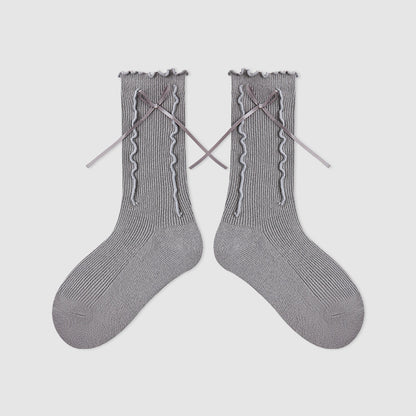 Kids Mid Calf Animal Embroidered Cotton Socks
