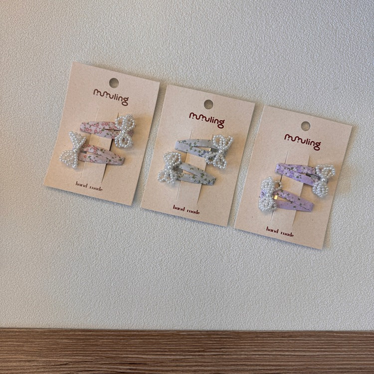 Kids' Flower Hair Clips Cute Pearl Bow Hair Accessories
