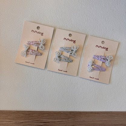 Kids' Flower Hair Clips Cute Pearl Bow Hair Accessories