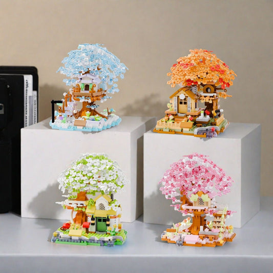 Cherry Blossom Treehouse Building Block Set for Kids