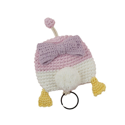 Handcrafted Cartoon Key Pouch Cute Duck Butt Knitted Key Holder