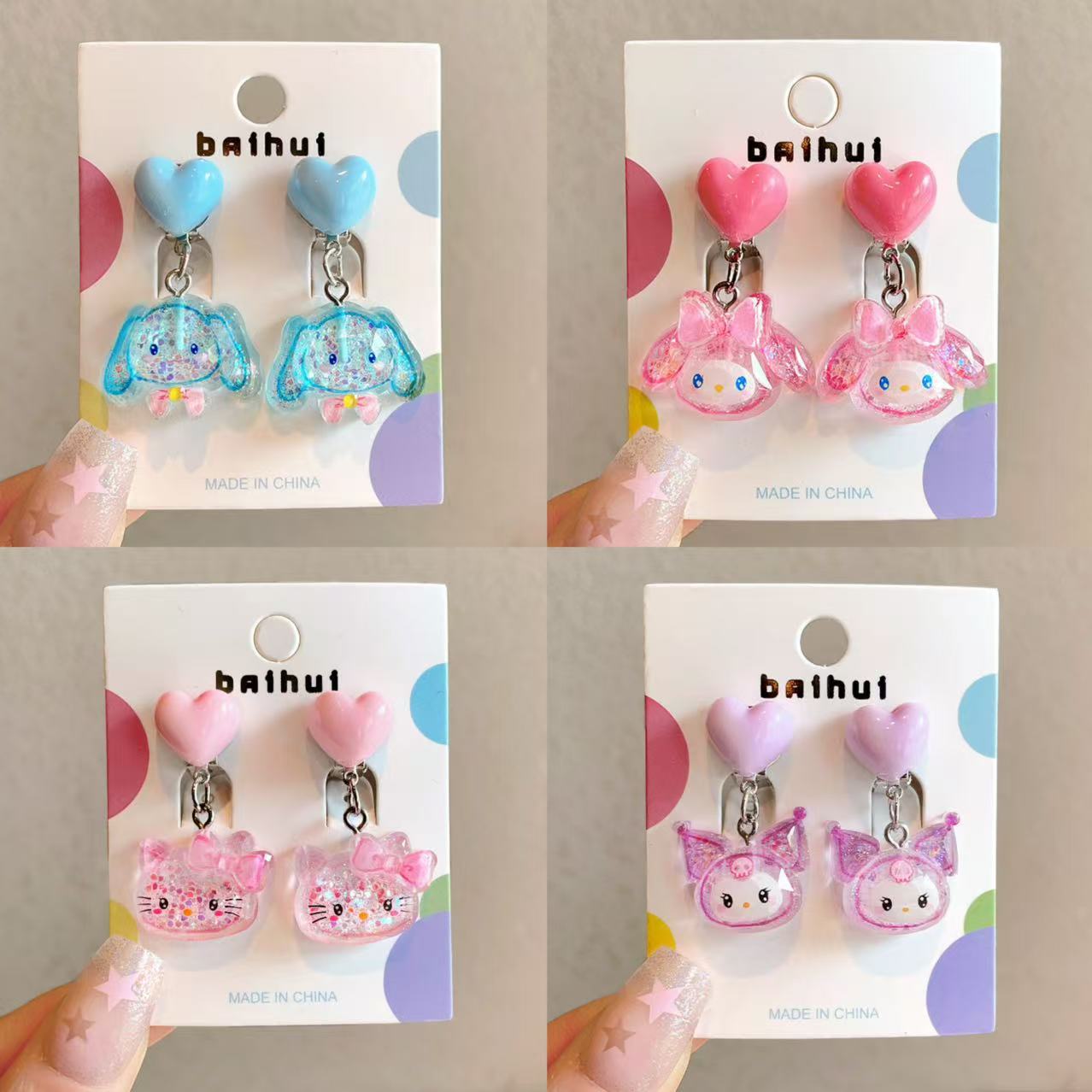 Cute Cartoon Bear Clip-On Earrings for Kids
