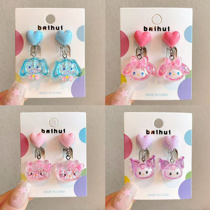Cute Cartoon Bear Clip-On Earrings for Kids