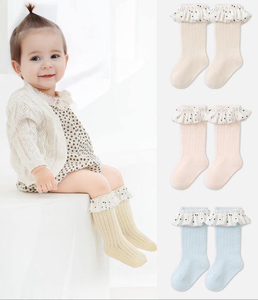 Cotton Dot Princess Socks Mid-Calf Socks for Girls