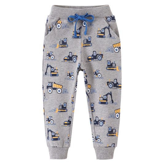 Kids Casual Long Pants Stretchy Cotton Trousers