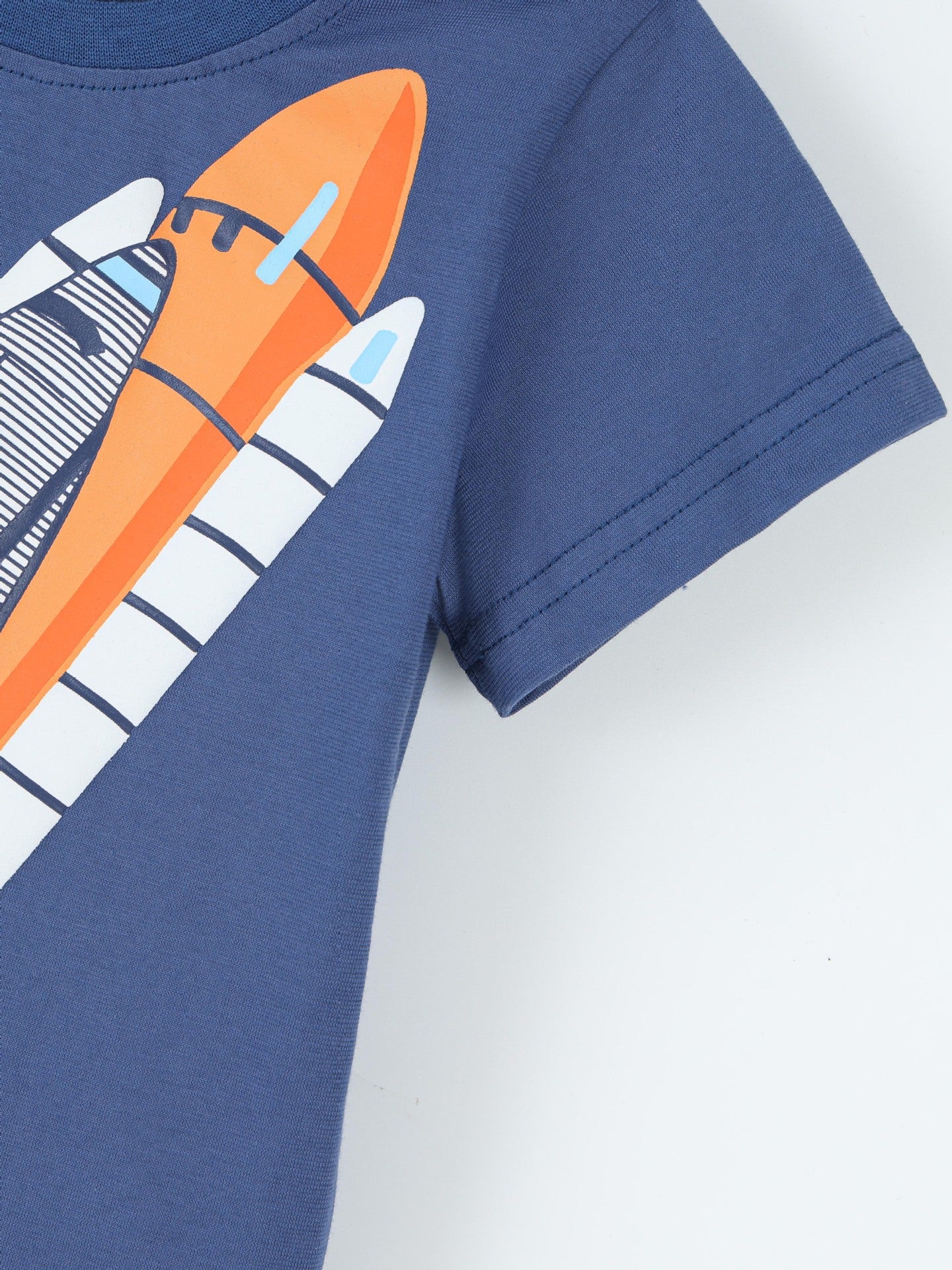 Trendy Rocket Print Short Sleeve T-Shirt for Boys