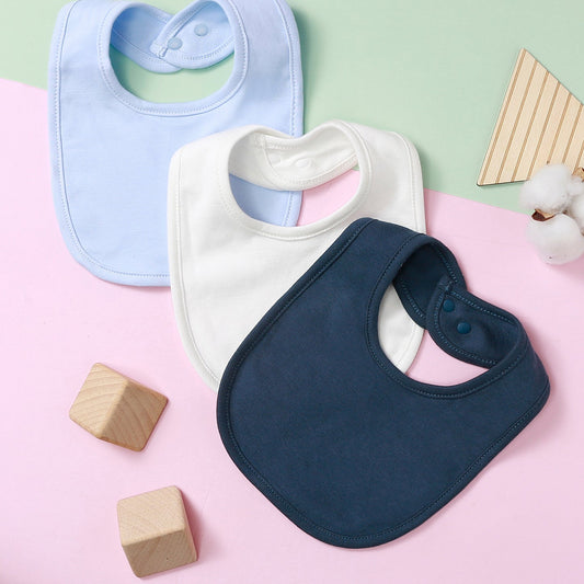 Solid Color Cotton Baby Bibs Double Layer Waterproof Baby Drool Bibs