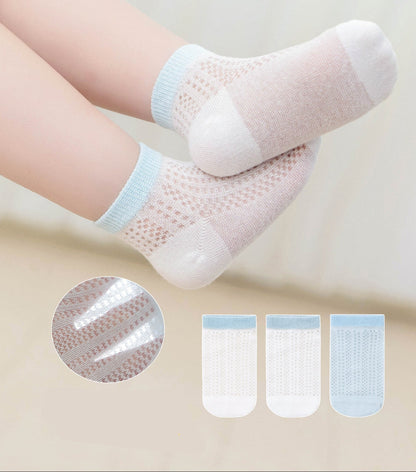 Kids Cotton Ankle Socks Breathable Lightweight Solid Colors