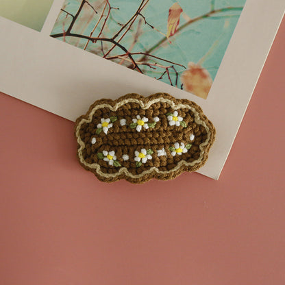 Floral Embroidered Hair Clips Handmade Yarn Accessories for Women