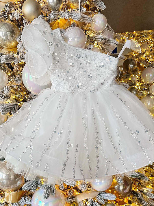 Kids' Sequined Tulle Princess Party Dress
