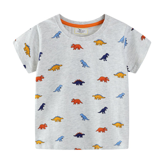 Kids Dinosaur Short Sleeve T-Shirt Breathable Cotton Casual Top