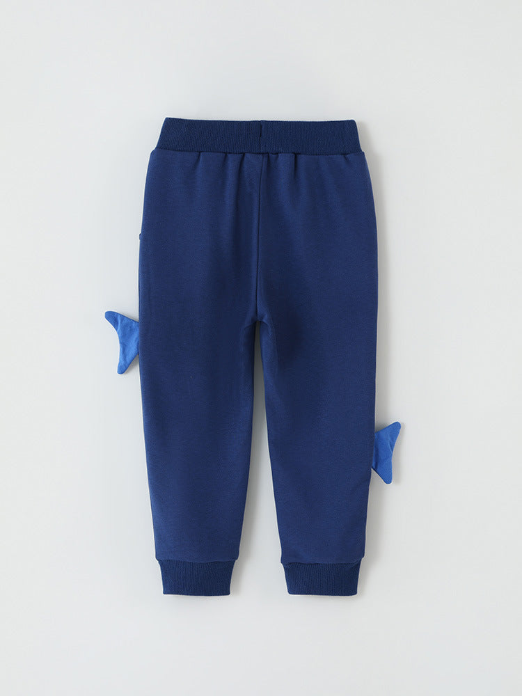 Cartoon Shark Embroidered Jogger Pants for Boys