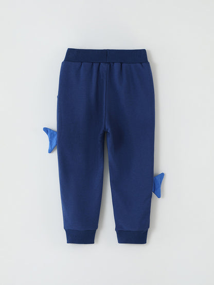Cartoon Shark Embroidered Jogger Pants for Boys