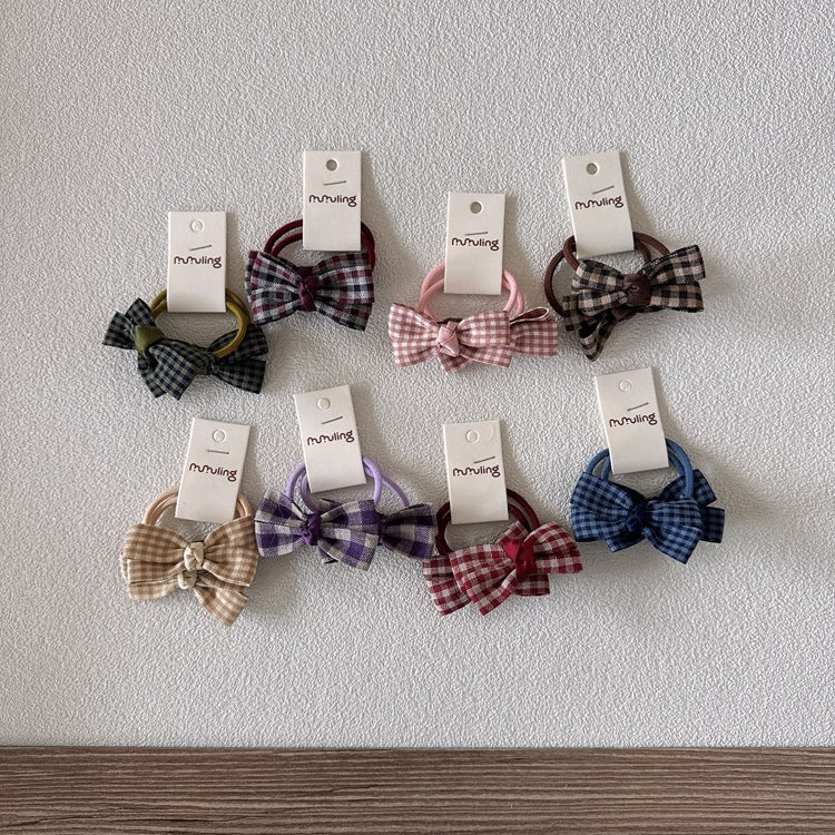 Children's Plaid Bow Hair Ties Set