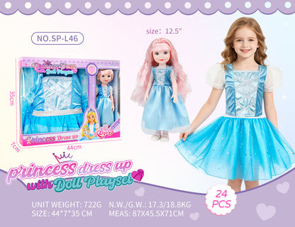 Princess Doll Dress-Up Playset - 32cm Rubber Doll Toy