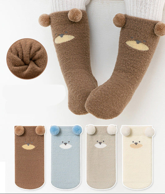 Cute Cartoon Fleece-Lined Thick Warm Mid-Calf Socks