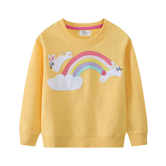Trendy Cartoon Print Cotton Sweatshirt for Kids